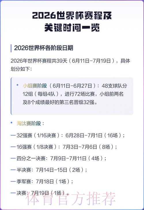 2026世界杯赛程一览